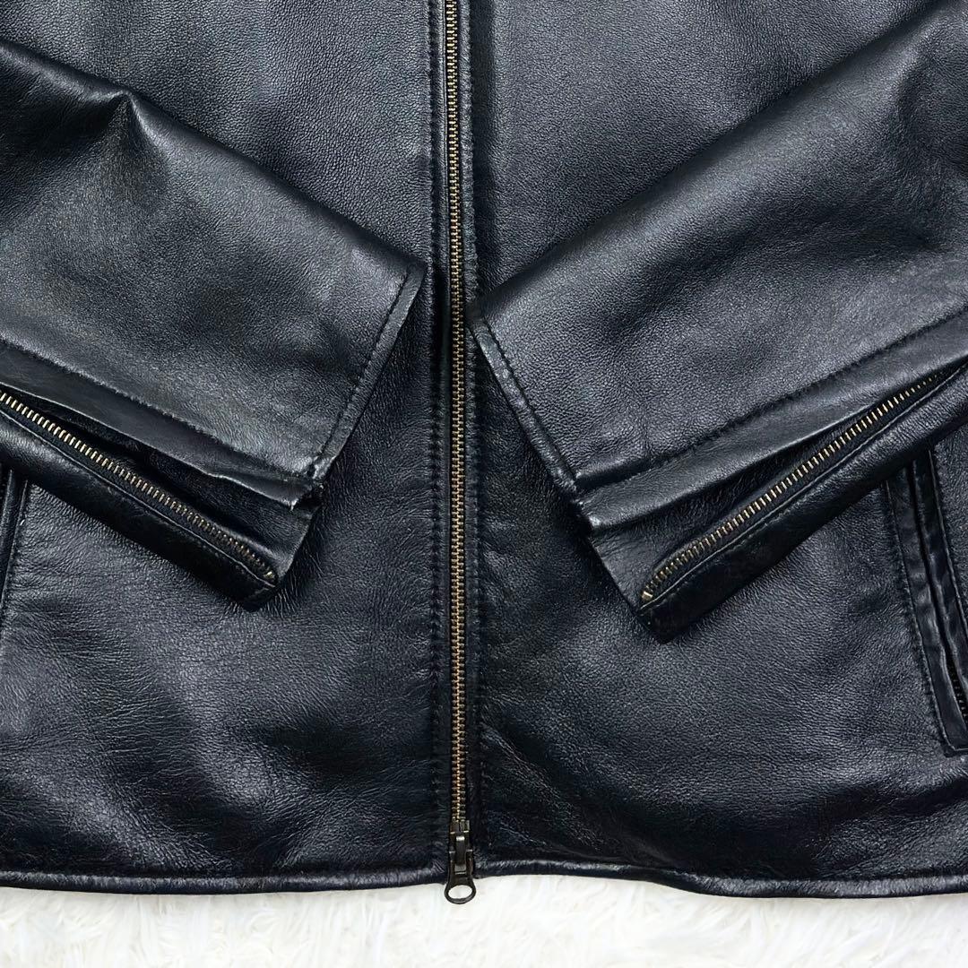 美品　リコリス　ラムレザー　シングルライダース　レザージャケット　3L　ブラック
