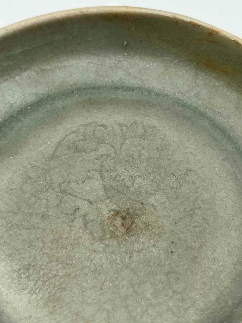 宋時代　青磁　龍泉窯花紋皿　青磁茶盤　 希少貴重　鉢　茶碗　唐物(F-113)