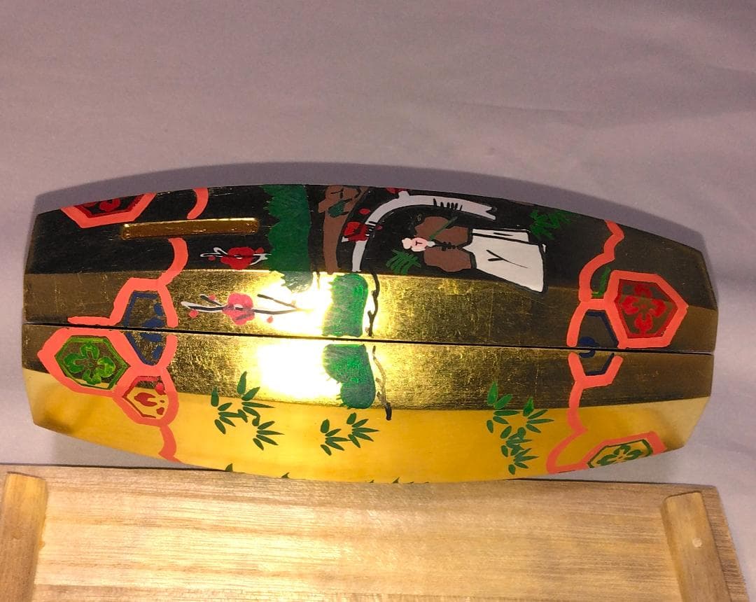 茶道具　加賀山中塗　蒔絵師中村湖彩作　本金張ぶりぶり香合　美品！！