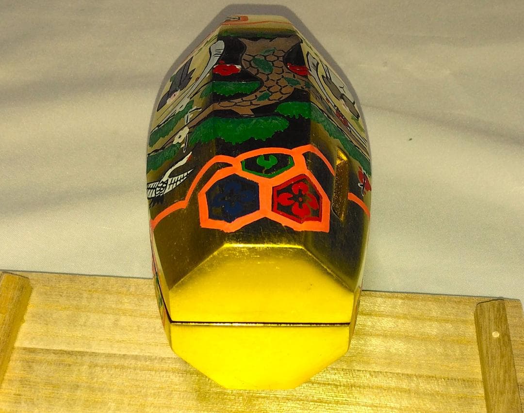 茶道具　加賀山中塗　蒔絵師中村湖彩作　本金張ぶりぶり香合　美品！！