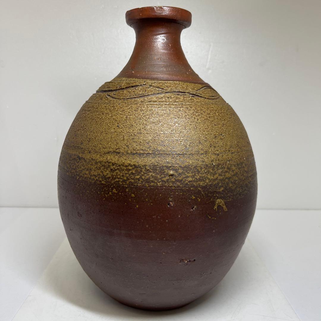 藤原啓　備前特大徳利　共箱　高さ約37.5㎝　東Y7-0627⭐︎2Fトコウ