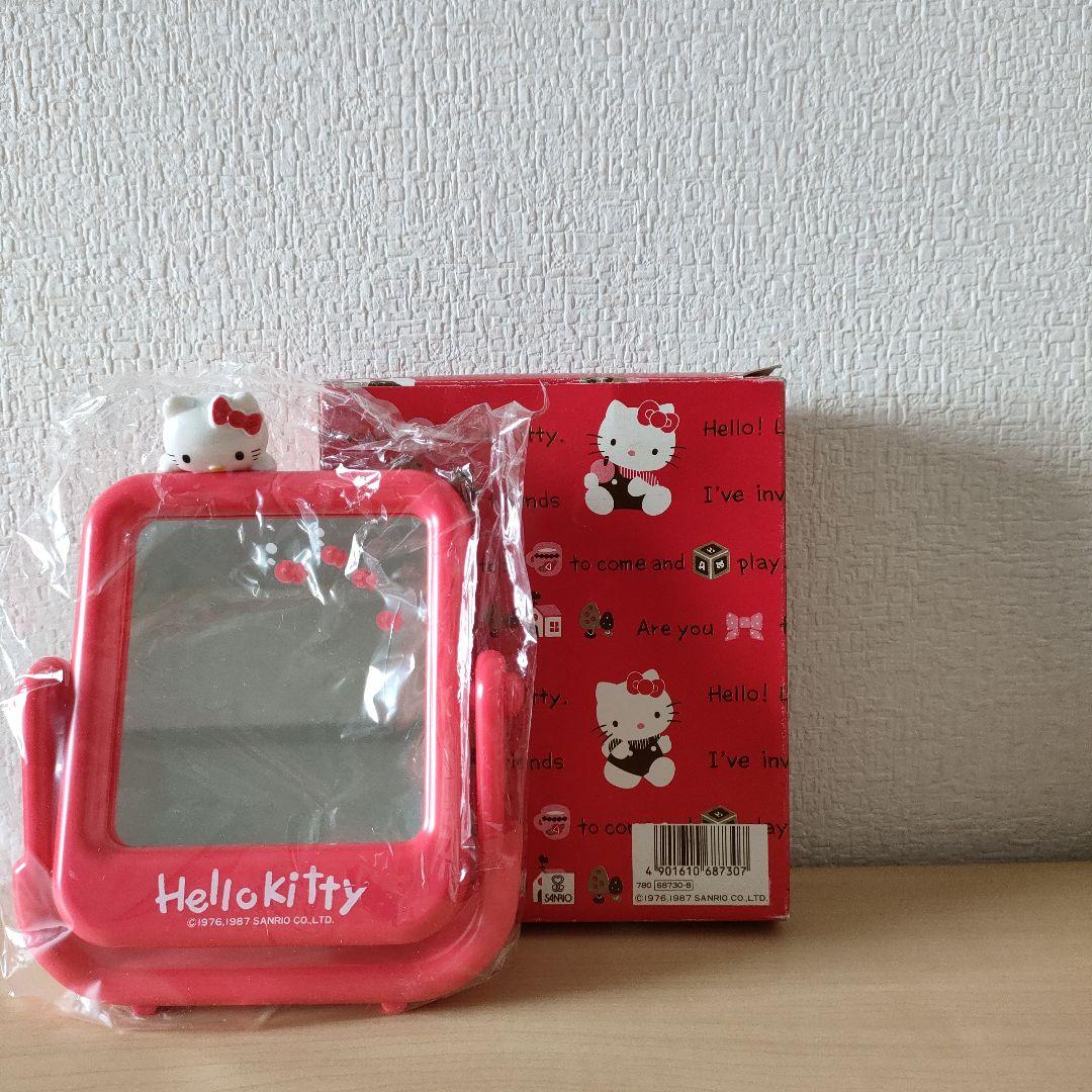 激レア　昭和レトロ　キティ　サンリオ　フィギュア付きスタンドミラー　80年代　鏡