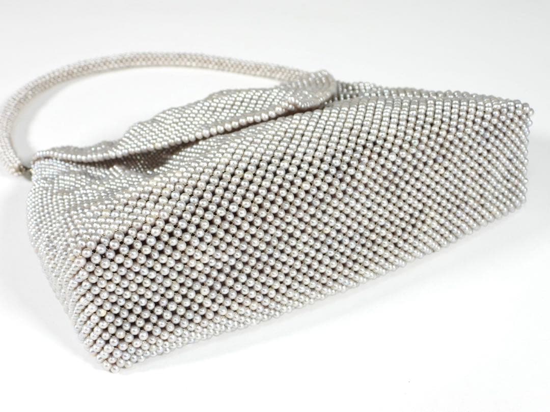 本真珠　パール　グレー ハンドバッグ 木箱付き