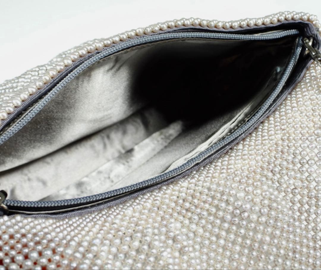 本真珠　パール　グレー ハンドバッグ 木箱付き