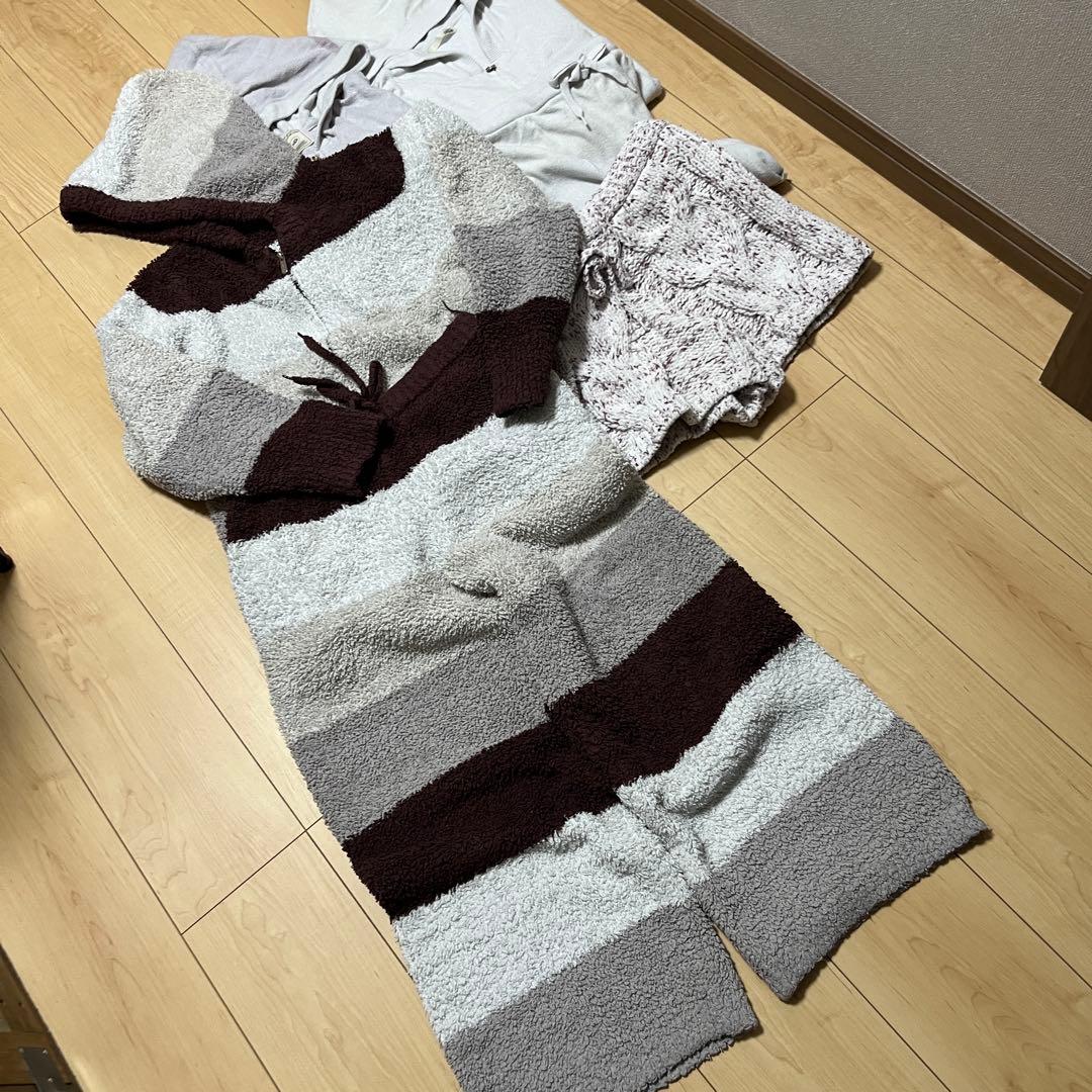 ジェラピケまとめ売りレディースルームウェアホワイトセットアップパーカー