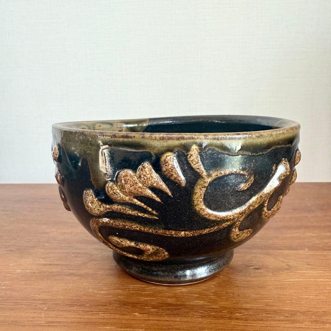 【名工】照屋佳信作 壺屋焼（やちむん）抹茶碗 2客セット 夫婦茶碗 希少 古作