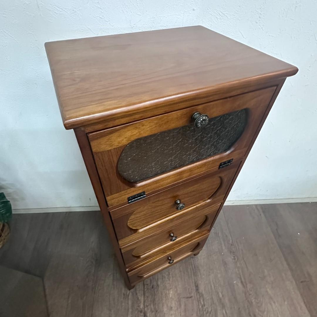 はな　訳あり　アンティーク調　擦りガラス　チェスト　 キャビネット