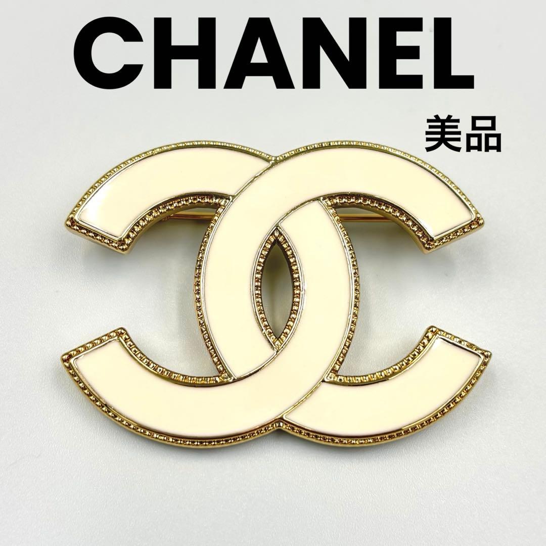 【美品】シャネル CHANEL ブローチ ココマーク ホワイト ゴールド