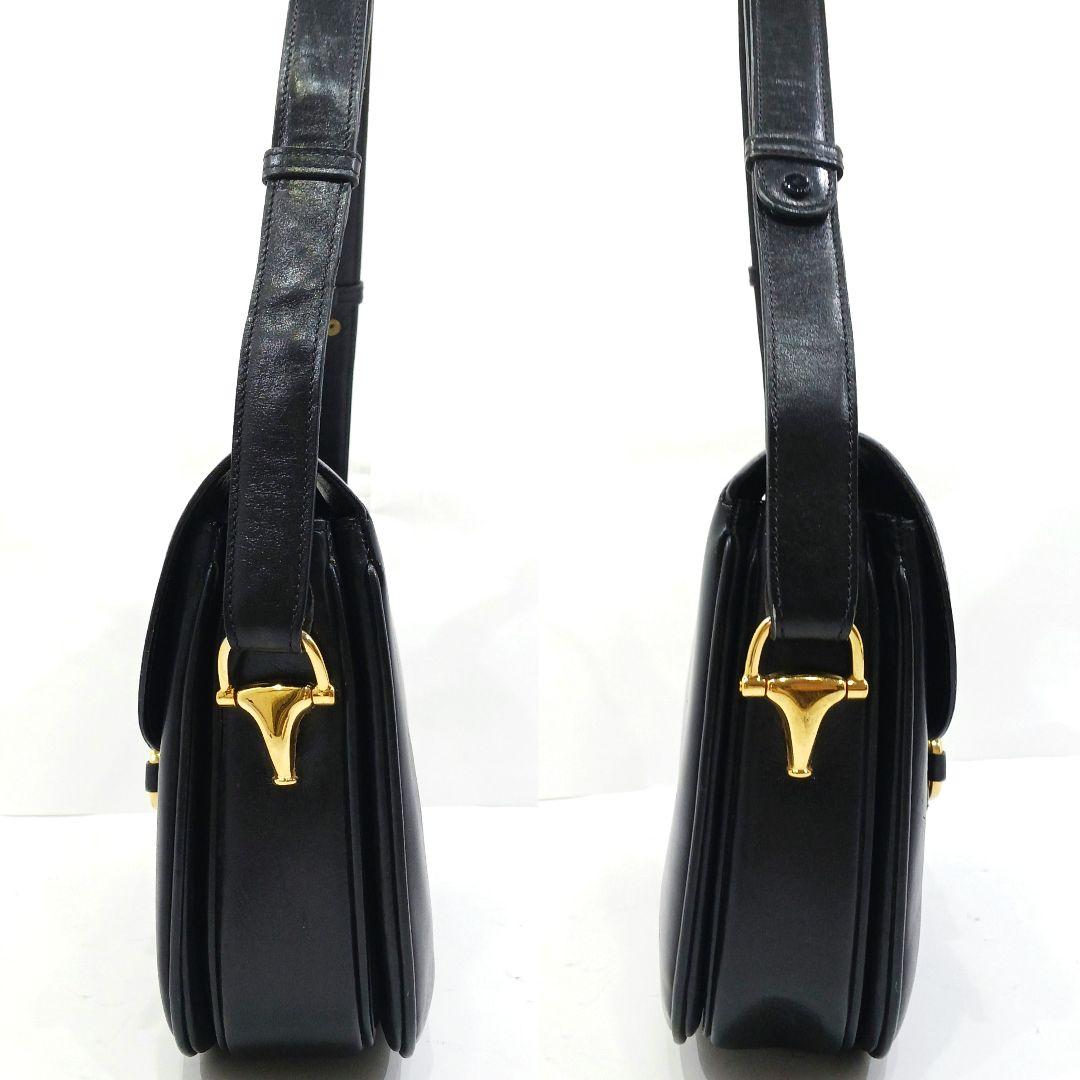 【美品】グッチ ショルダーバッグ 2way ハンドバッグ レザー 肩掛 黒
