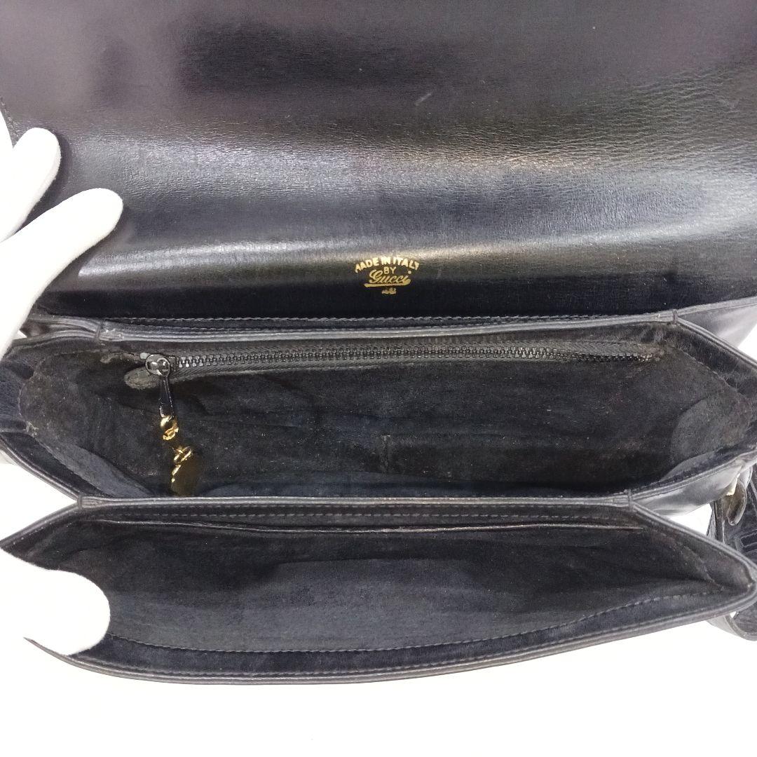 【美品】グッチ ショルダーバッグ 2way ハンドバッグ レザー 肩掛 黒
