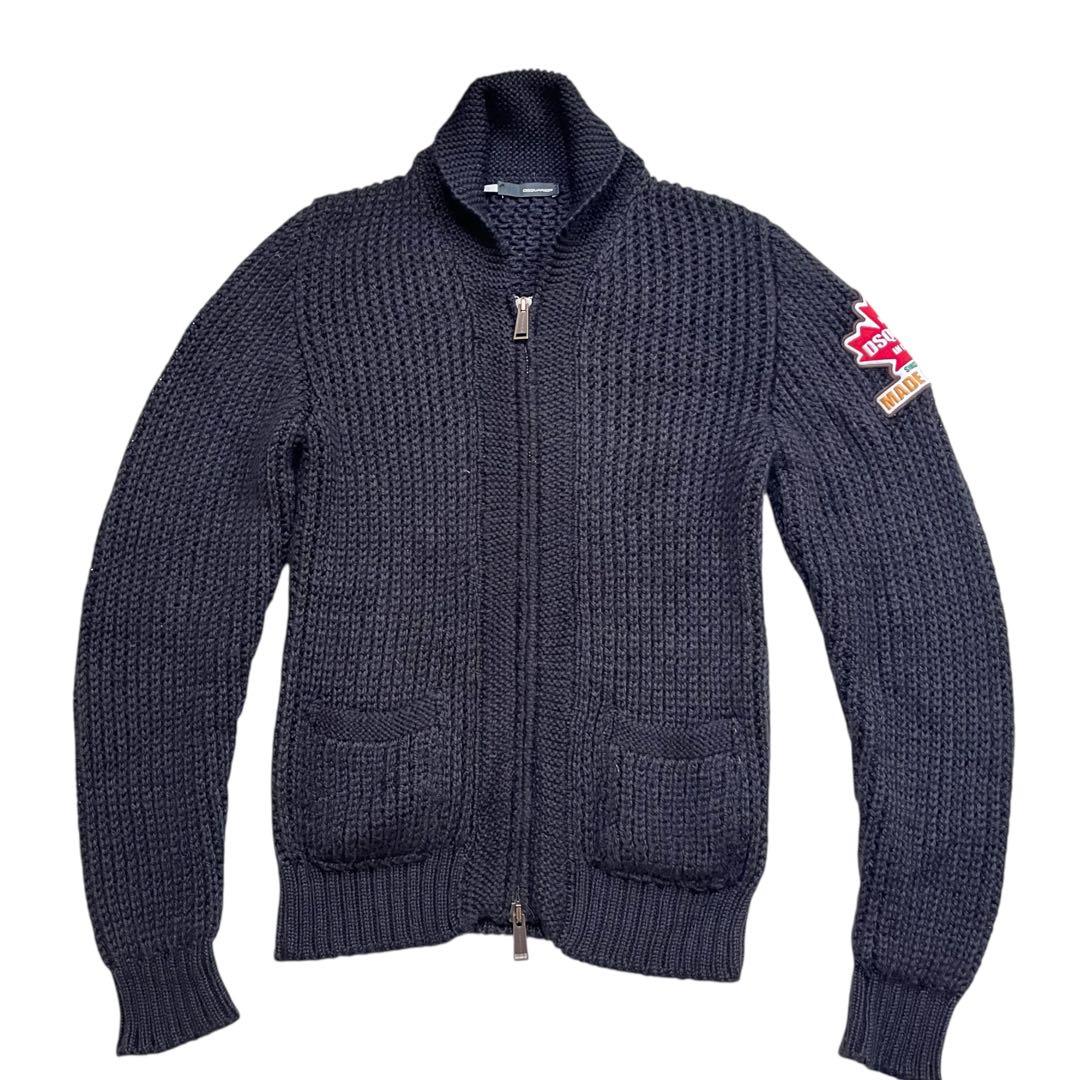 ディースクエアード DSQUARED2 ワッペン ブラック 黒ニットカーディガン