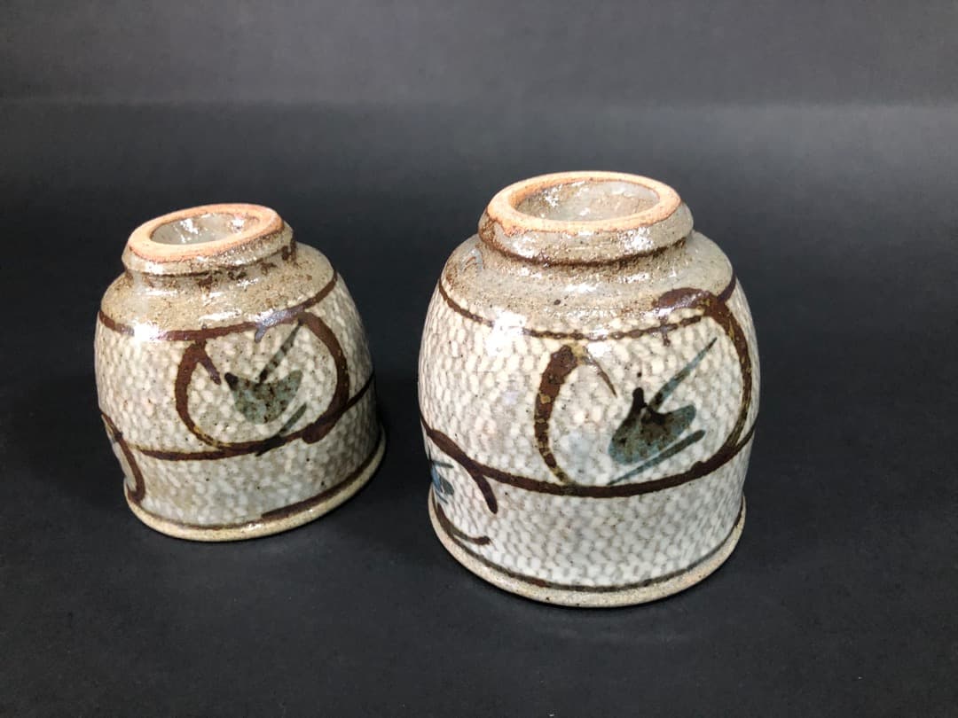 人間国宝　島岡達三　益子焼　象嵌夫婦湯呑　汲出　茶道具　美品