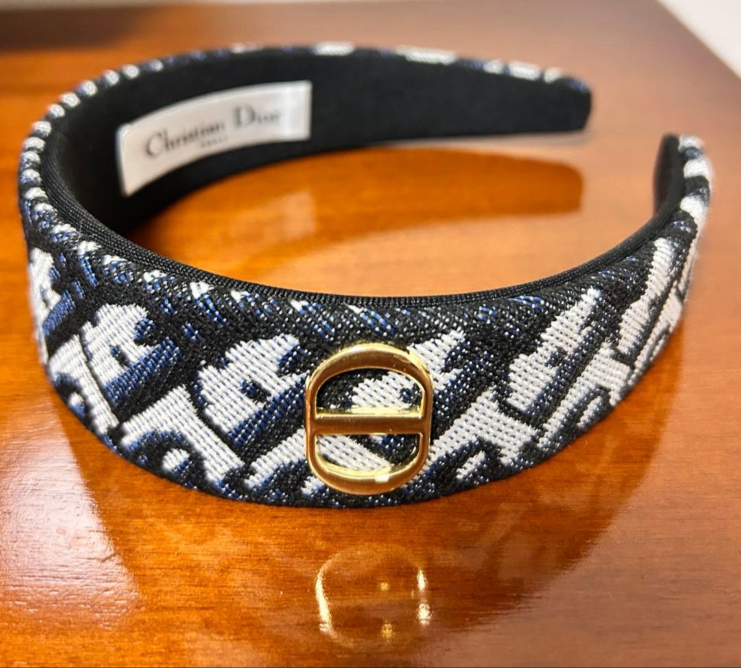 Dior Bandヘッドバンド カチューシャ ヘアバンド ネイビーブルー★一点物