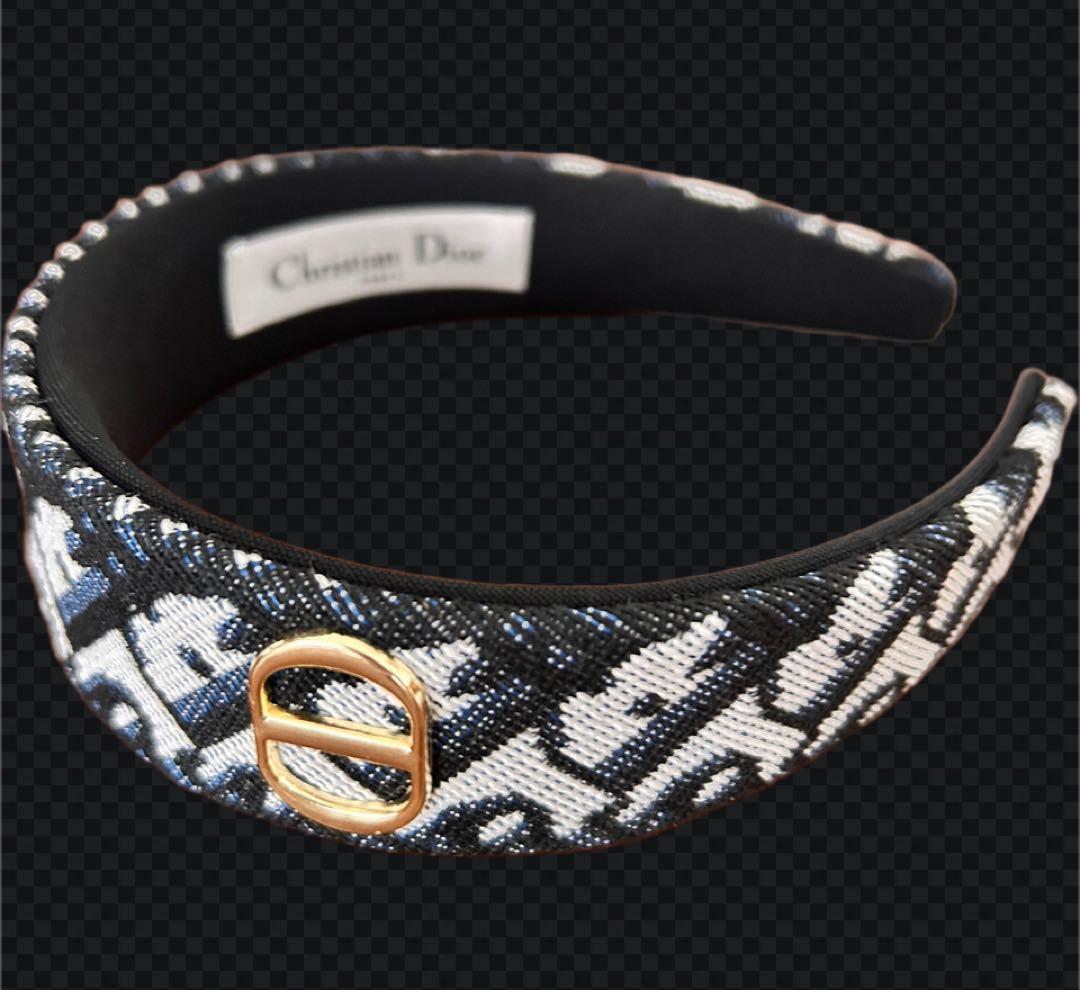 Dior Bandヘッドバンド カチューシャ ヘアバンド ネイビーブルー★一点物