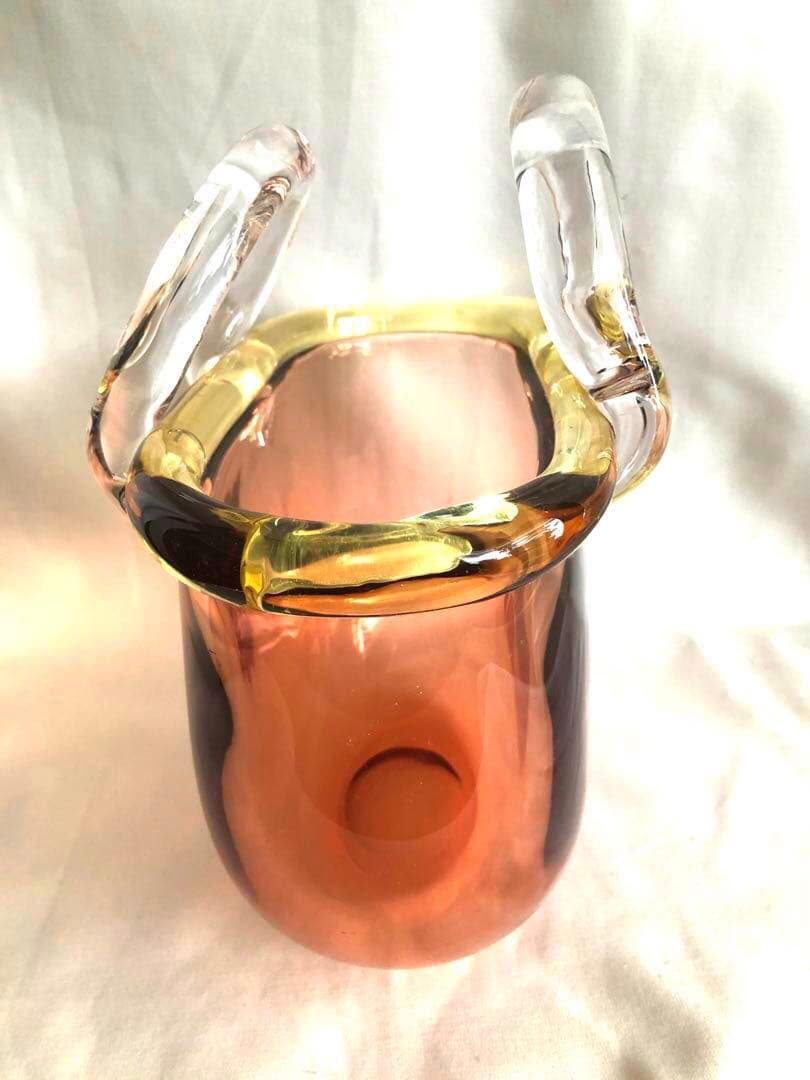 吹きガラス・花かご型花瓶&ペーパーウエイト