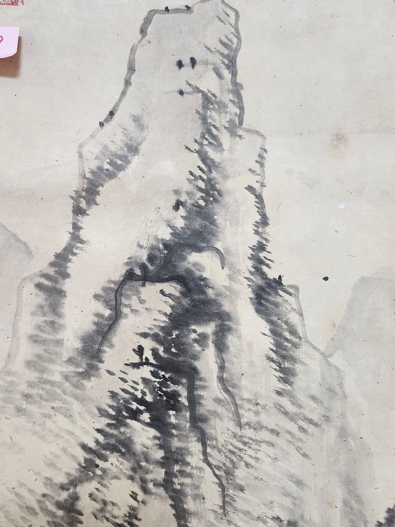 【掛け軸】雲林清宵 鳥洲筆／日本画 書画 掛軸 文人画 風景画 美術品