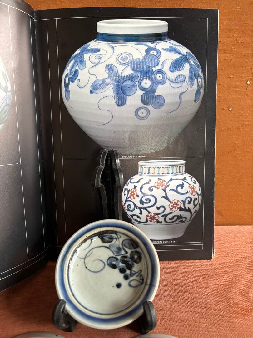 大英博物館日本人初個展鬼才澤田痴陶人作染付葡萄文手塩皿五客揃　未使用
