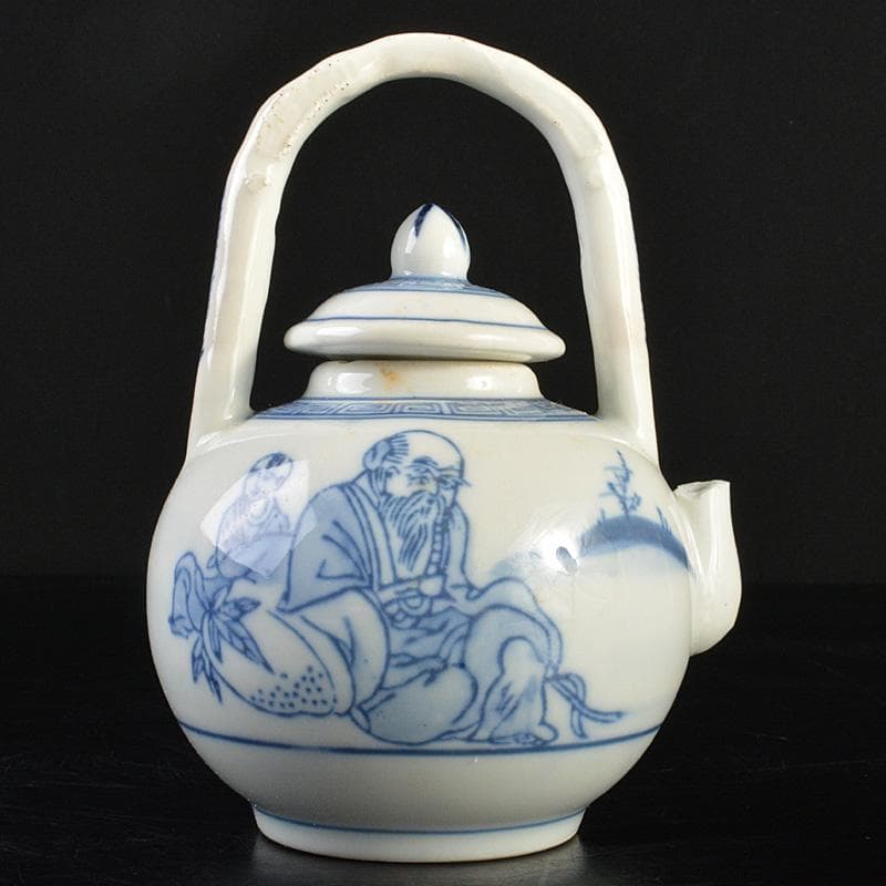 瀬戸焼　古瀬戸　染付　人物文　水注　時代箱　V　R7476