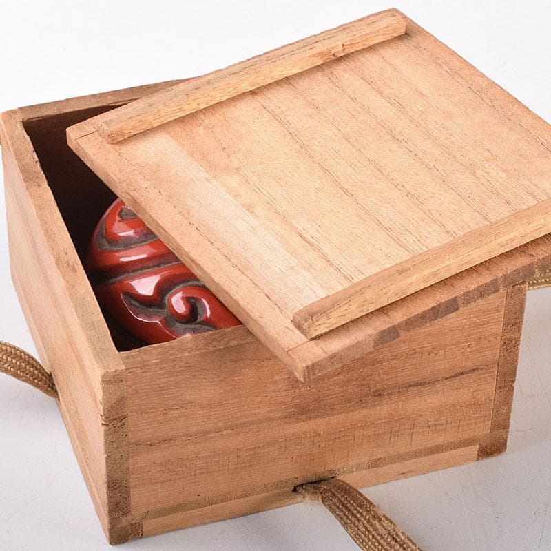 中国　堆朱　倶利雕　香合　時代箱付　M　R8563