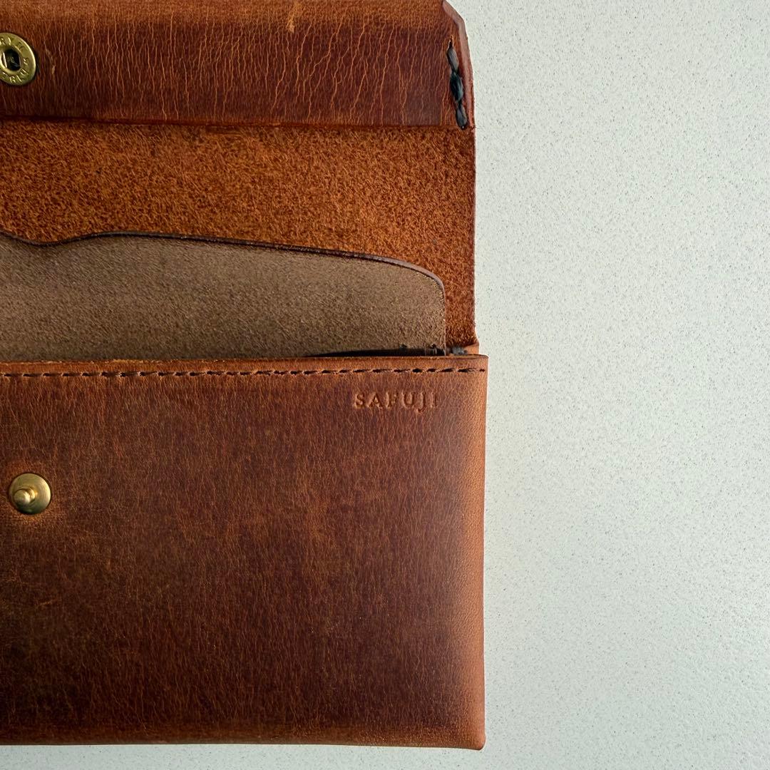 【ゆずこ】【新品未使用SAFUJI サフジ ミニ長財布（ホック） ブラウン