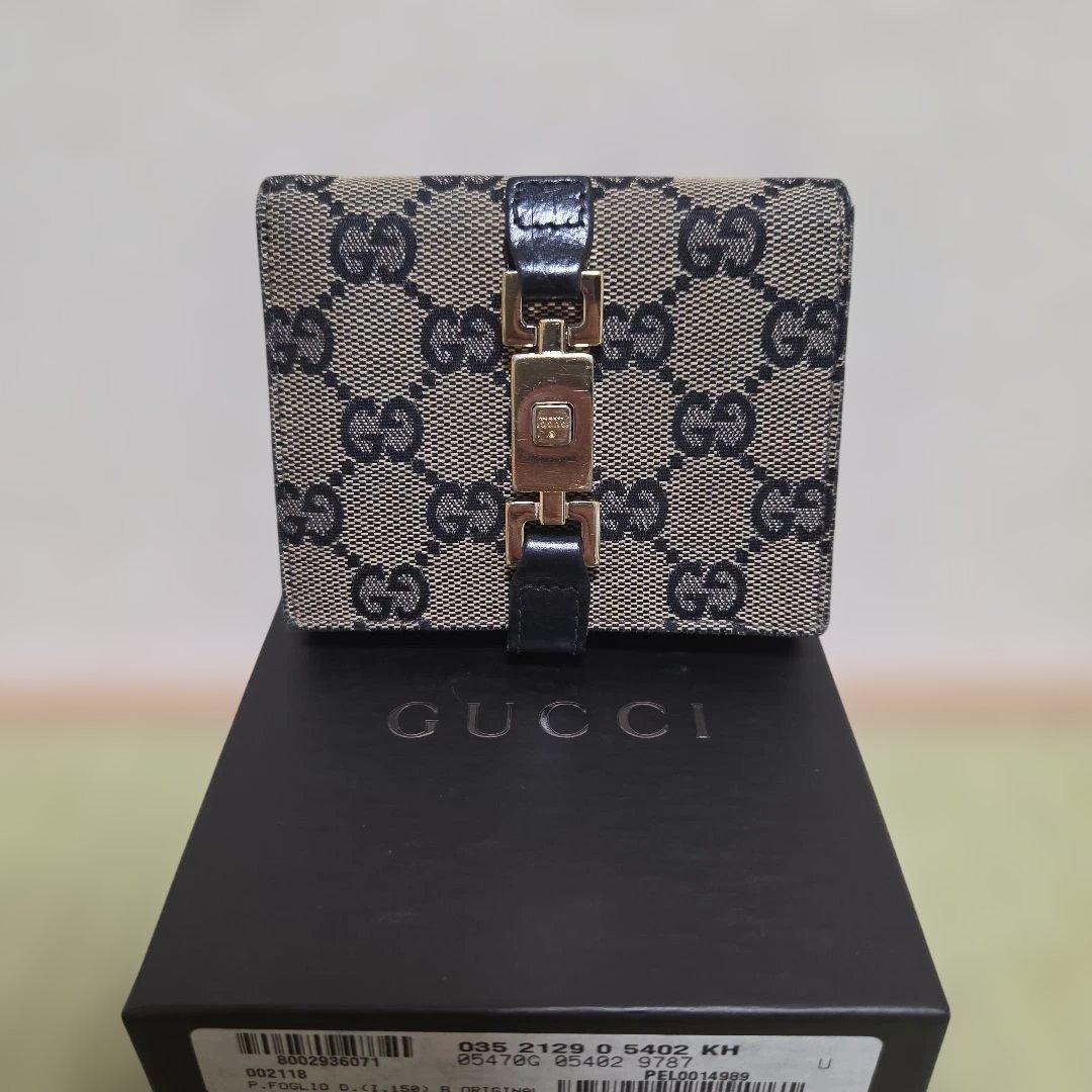 GUCCI グッチ 財布 二つ折 GGキャンバス ジャッキー 美品