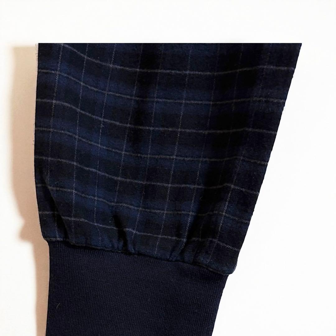 アーツアンドサイエンス　ネイビーチェック　イージーパンツ　カシミヤ混