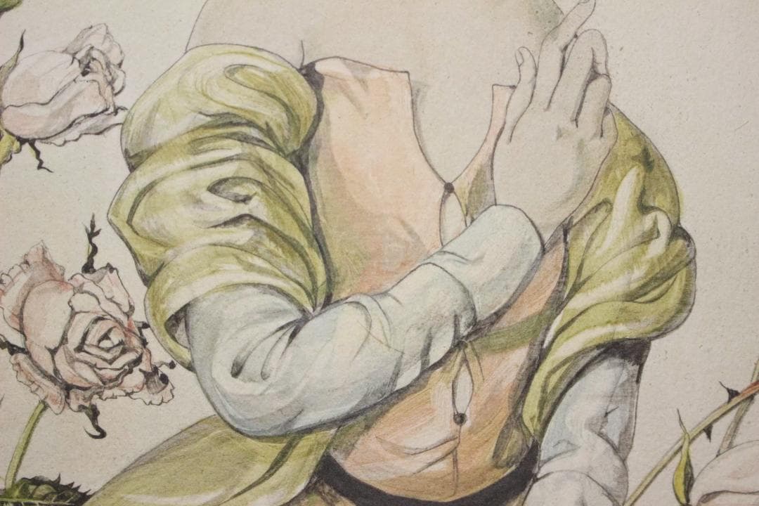 藤田嗣治 エスタンプリトグラフ バラと少女 150部限定 4/150