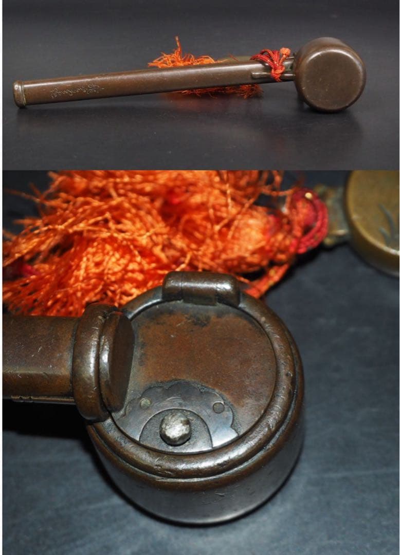 送料無料　幕末～明治　龍雲堂造　矢立　紙切り歯付　提げ物付