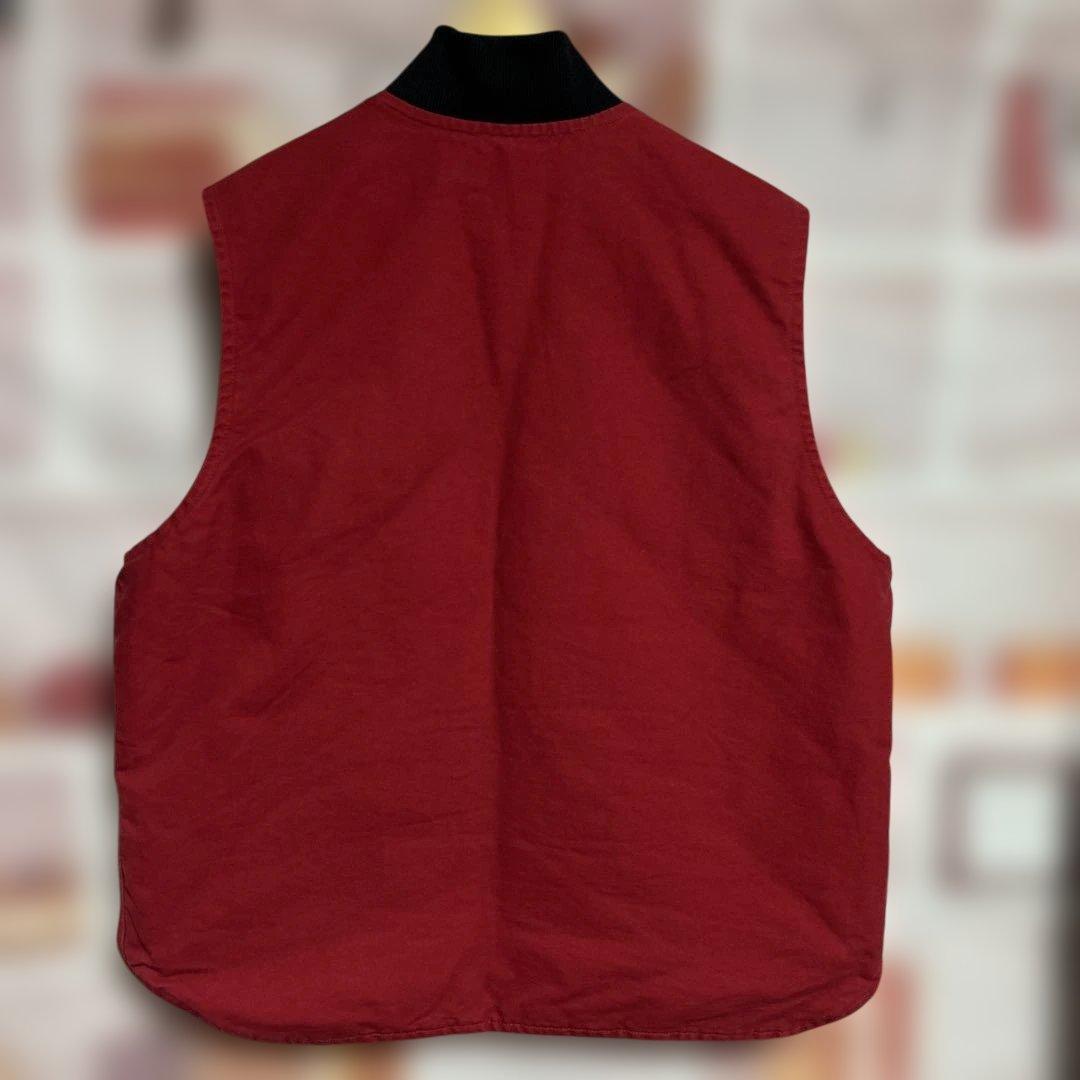 レア美品　Carhartt ダックベスト カーディナルレッドXL カレッジロゴ