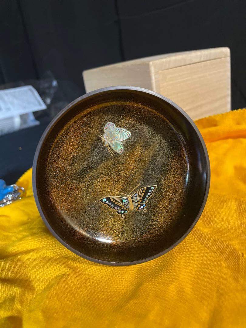 株式会社　サンシャイン新品未使用　最高級本金　能登輪島 螺鈿金蒔絵花草蝶々