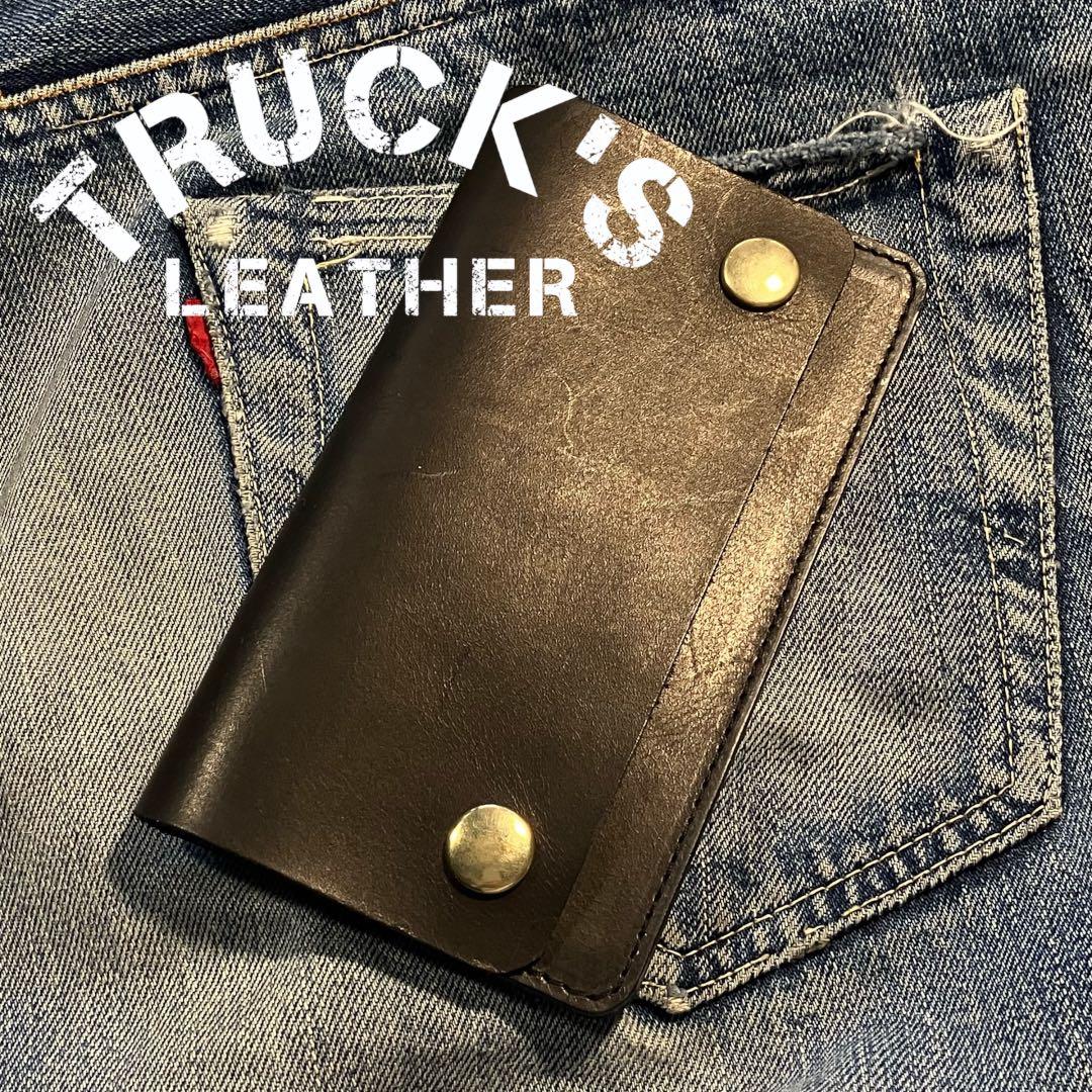 薄型ミドルトラッカーウォレット 2層 ブラス 栃木レザー ハンドメイド