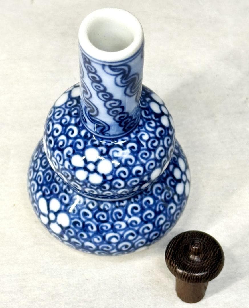 染付 振出し 紫檀蓋 雅城造 在銘 ウブ品 入手困難 日本骨董 WWTT280