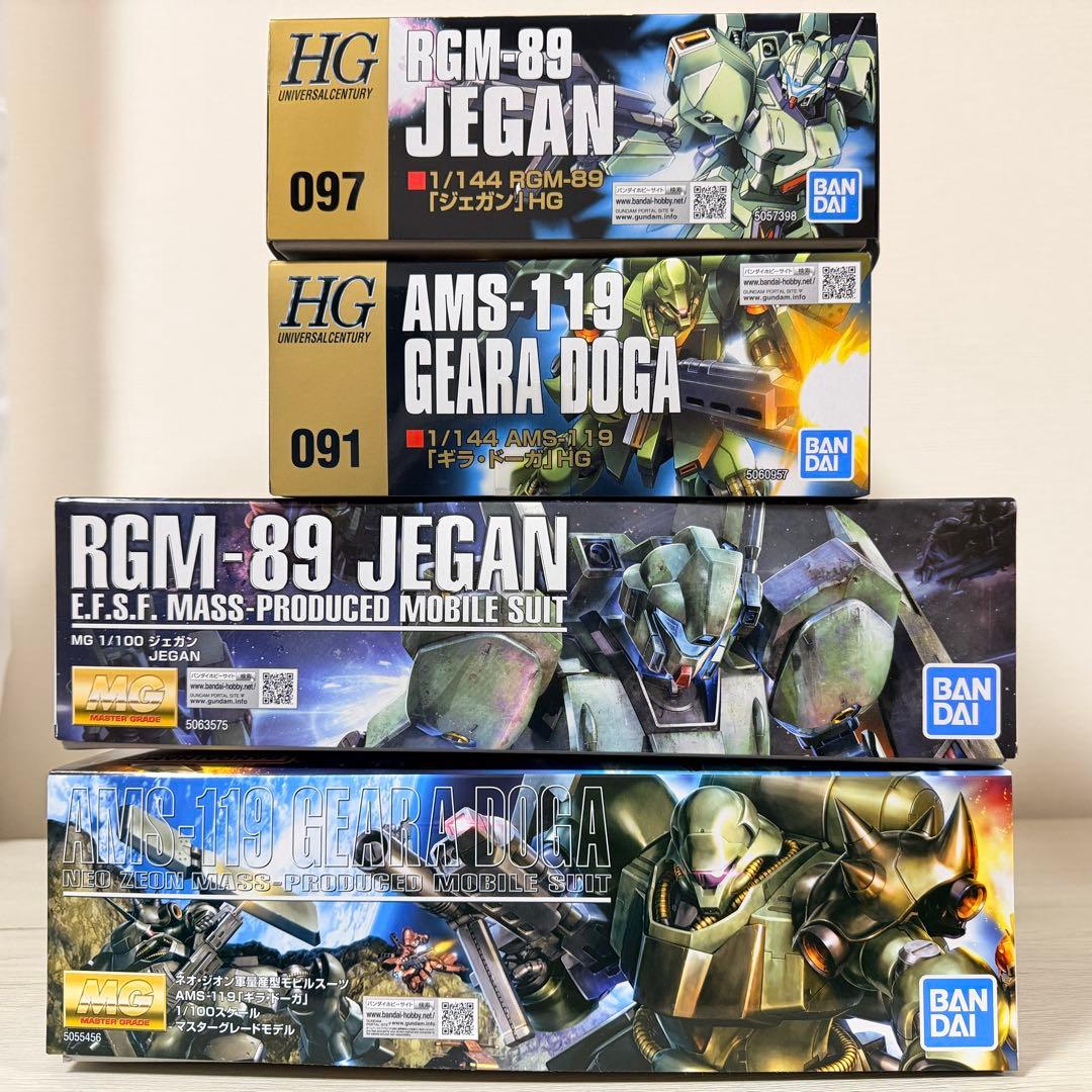 MG HGUCガンプラ4点セット(ジェガン、ギラ•ドーガ)
