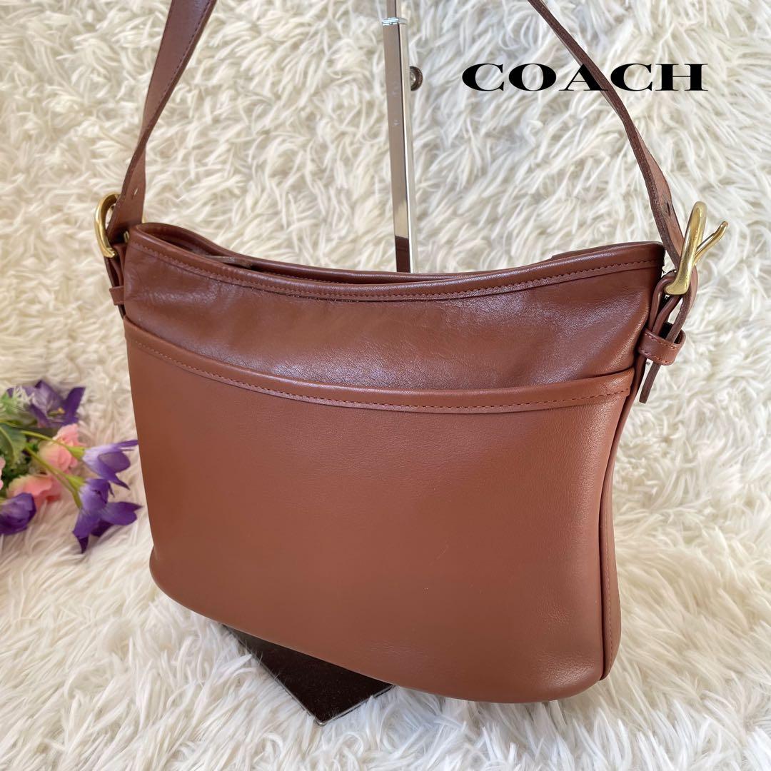 COACHオールドコーチ　ブラウンレザーショルダーバッグUSA製4143