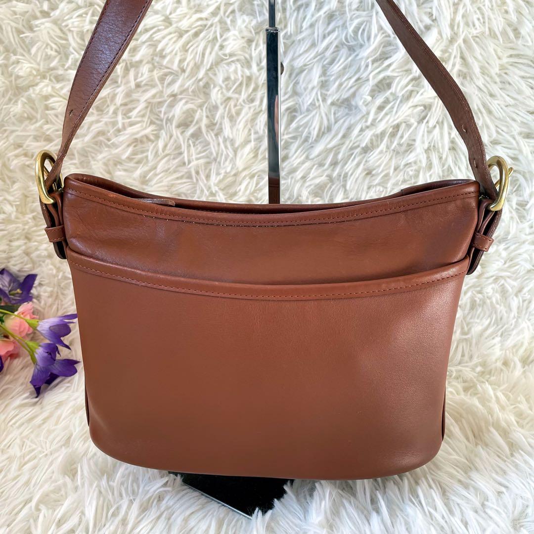 COACHオールドコーチ　ブラウンレザーショルダーバッグUSA製4143