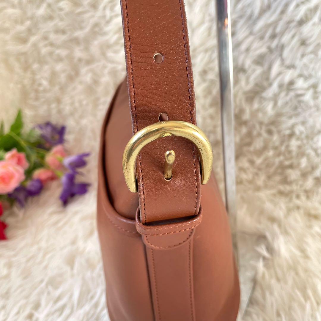 COACHオールドコーチ　ブラウンレザーショルダーバッグUSA製4143