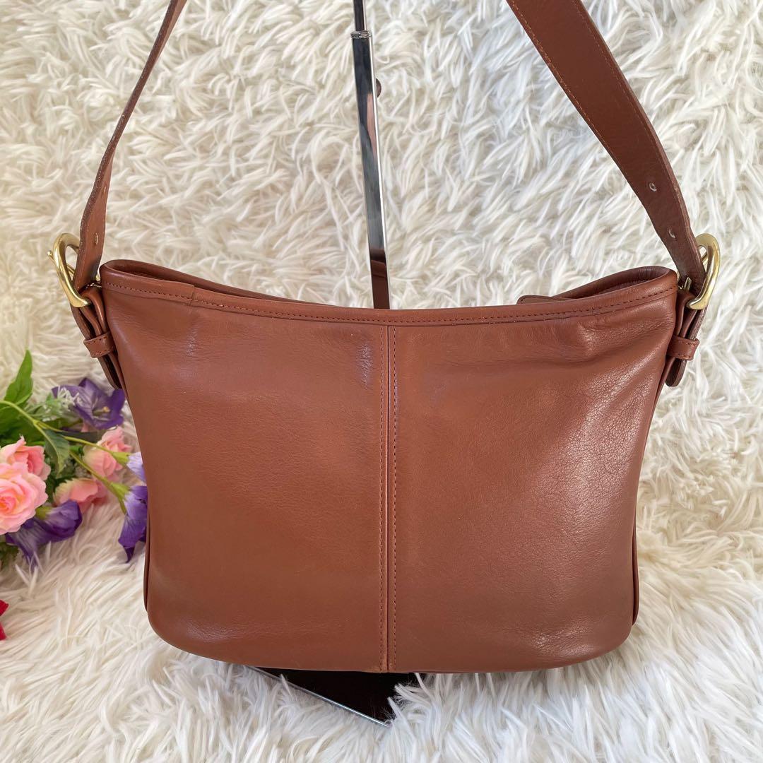 COACHオールドコーチ　ブラウンレザーショルダーバッグUSA製4143