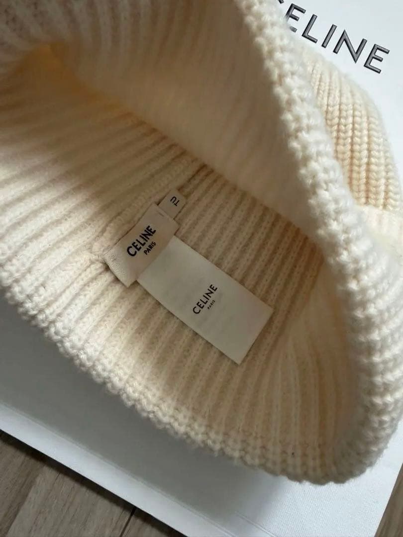 CELINEセリーヌ ロゴ エンブロイダリー ビーニー ニットキャップニット帽