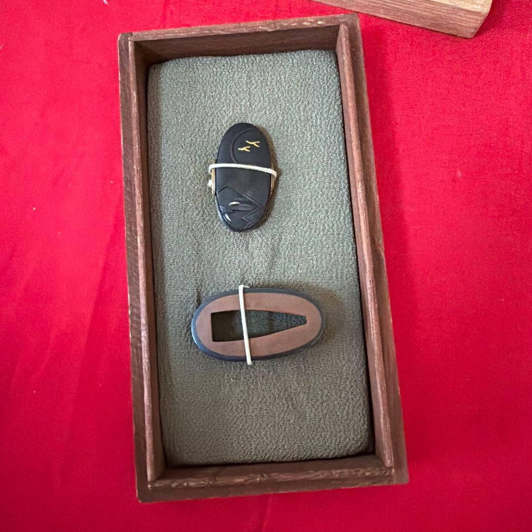 刀剣美術　江戸期　無銘　銅地金象嵌芦雁図縁頭