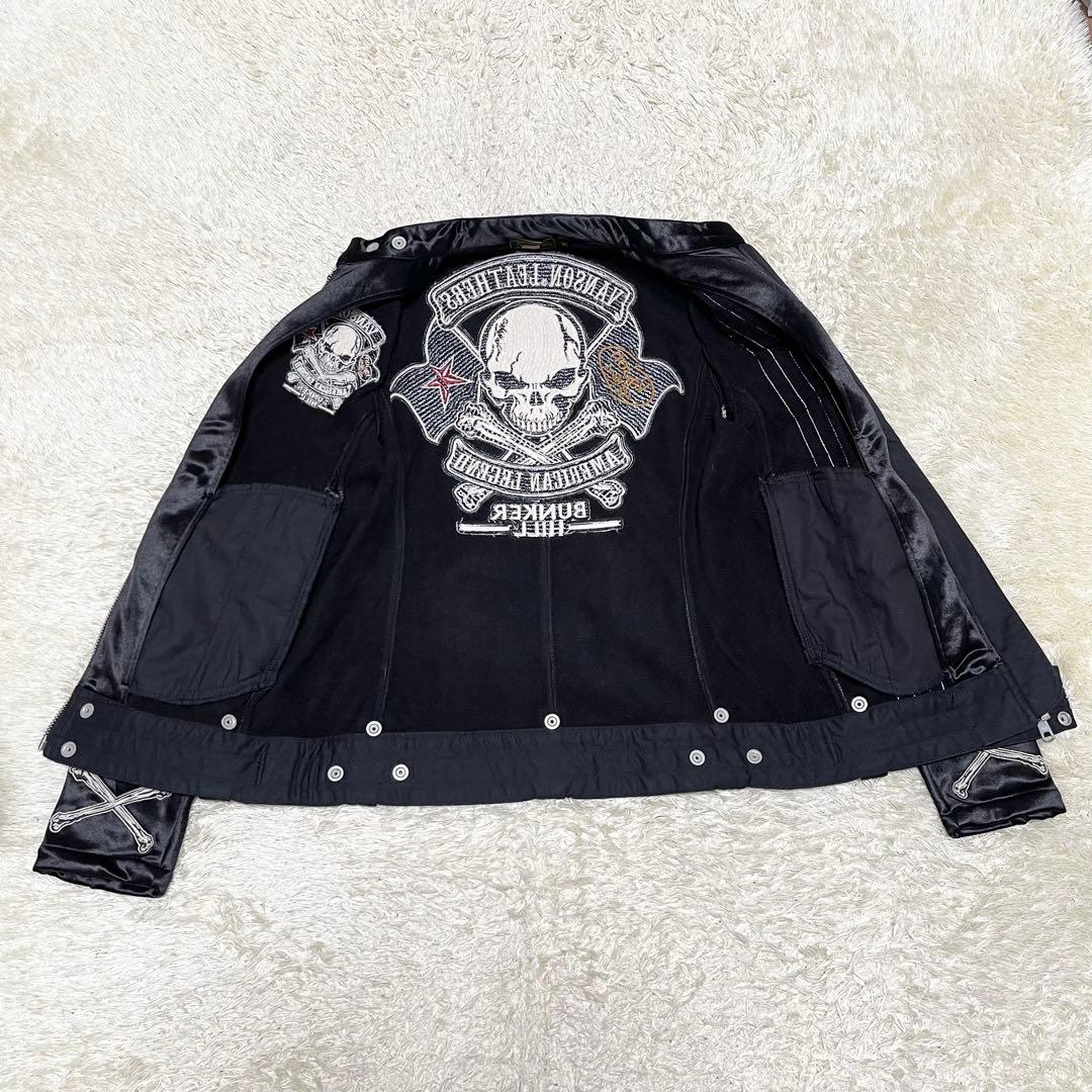 【極美品】vanson シングル　ライダース　スカル　髑髏　ワッペン　黒　S