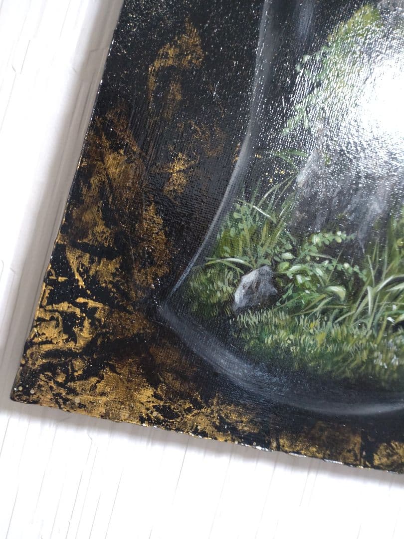 テラリウムの油絵【上昇】1点物の原画アート/作者サイン入り/F3号キャンバス