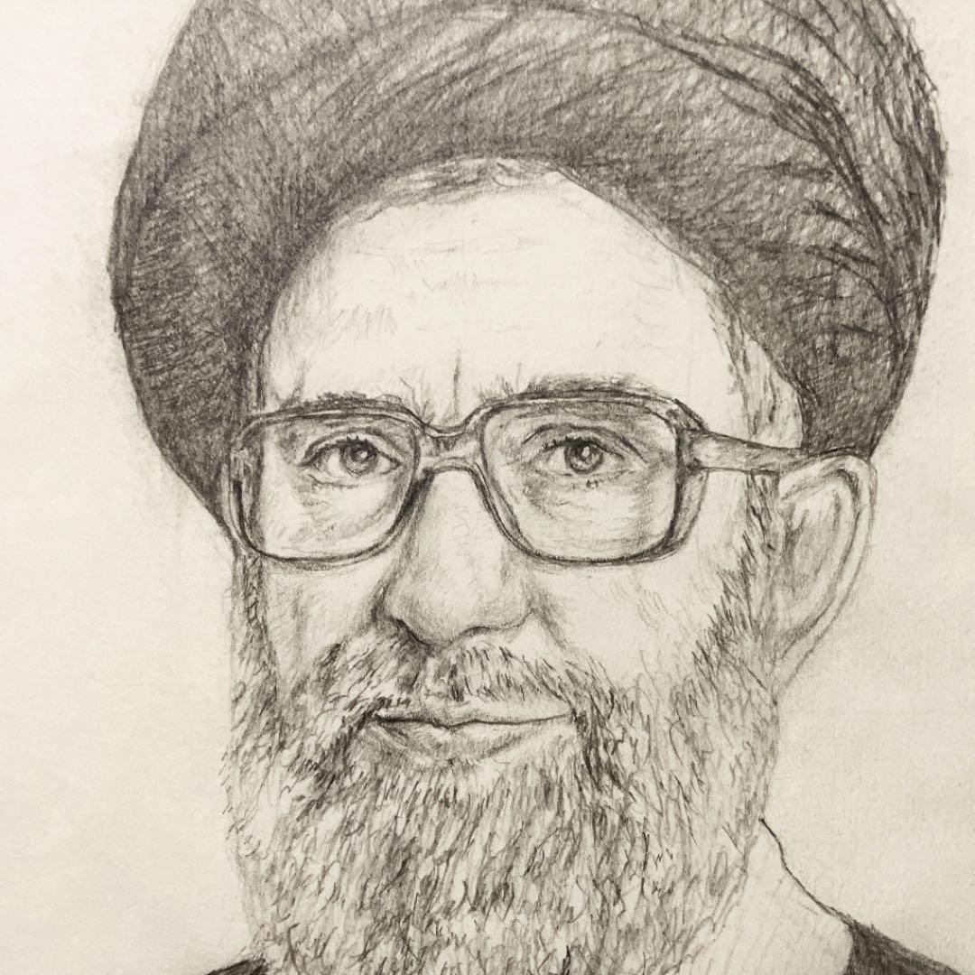 鉛筆画　ハメネイ師