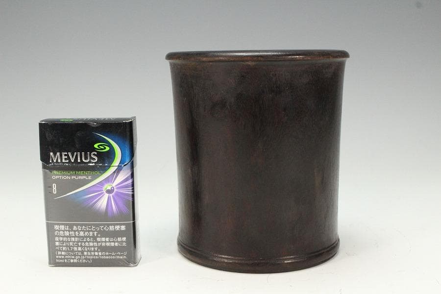 中国美術 紫檀 筆筒 文房四宝 高12.5cm(HA421)