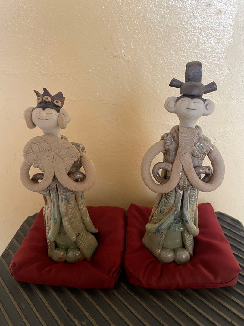 砥部焼森元青芳　雛人形2体　元箱あり