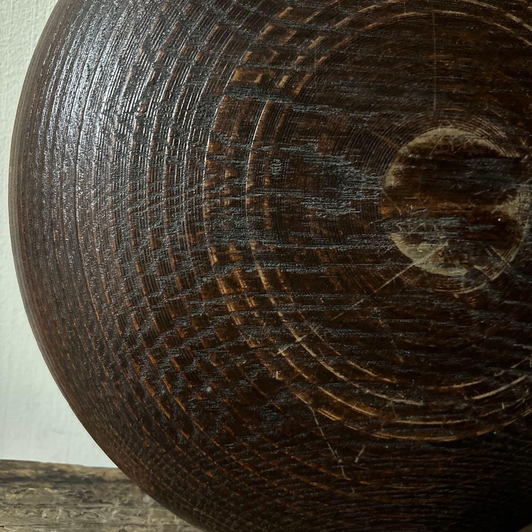 千筋 独楽文 木地盆　⑧丸盆　栗盆　アンティーク　 茶懐石　古美術　酒器検:李朝