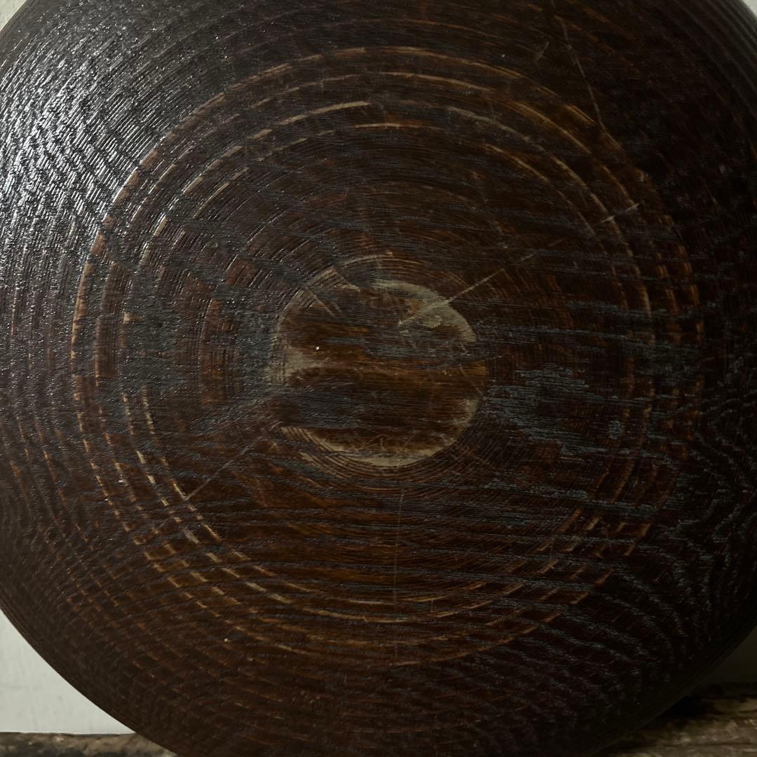 千筋 独楽文 木地盆　⑧丸盆　栗盆　アンティーク　 茶懐石　古美術　酒器検:李朝