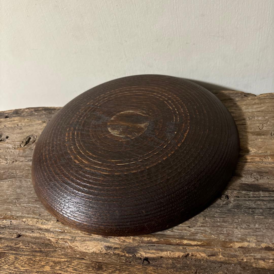 千筋 独楽文 木地盆　⑧丸盆　栗盆　アンティーク　 茶懐石　古美術　酒器検:李朝