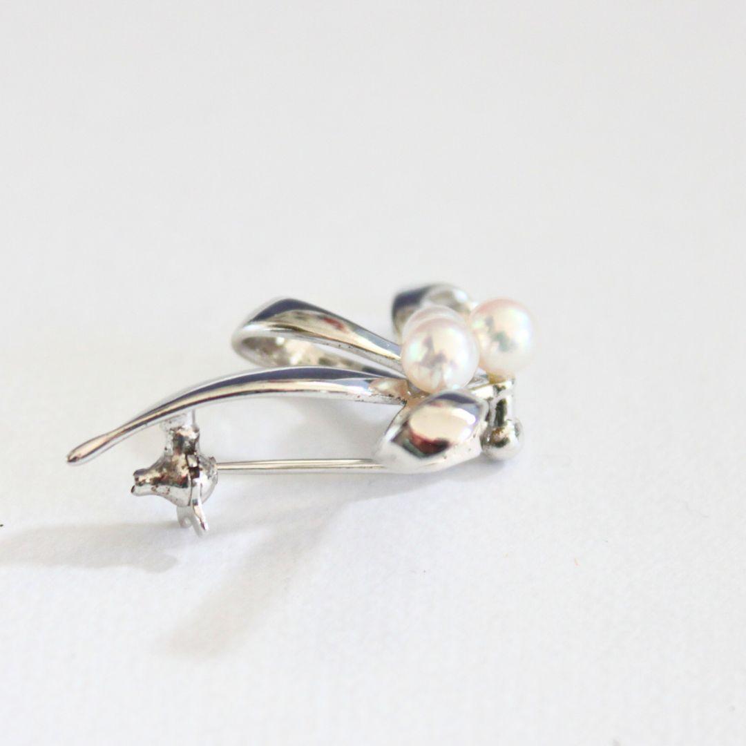 【美品】MIKIMOTO ミキモト パールリボン ブローチ