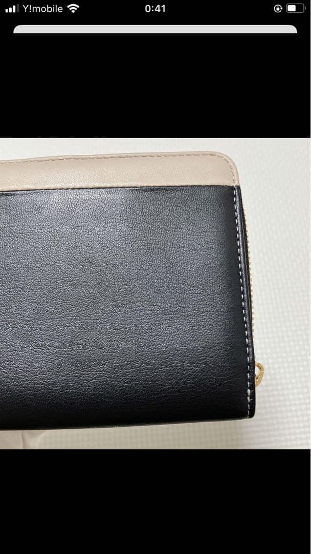 未使用agnes b. アニエスベー レザー二つ折り財布　ブラック×グレージュ