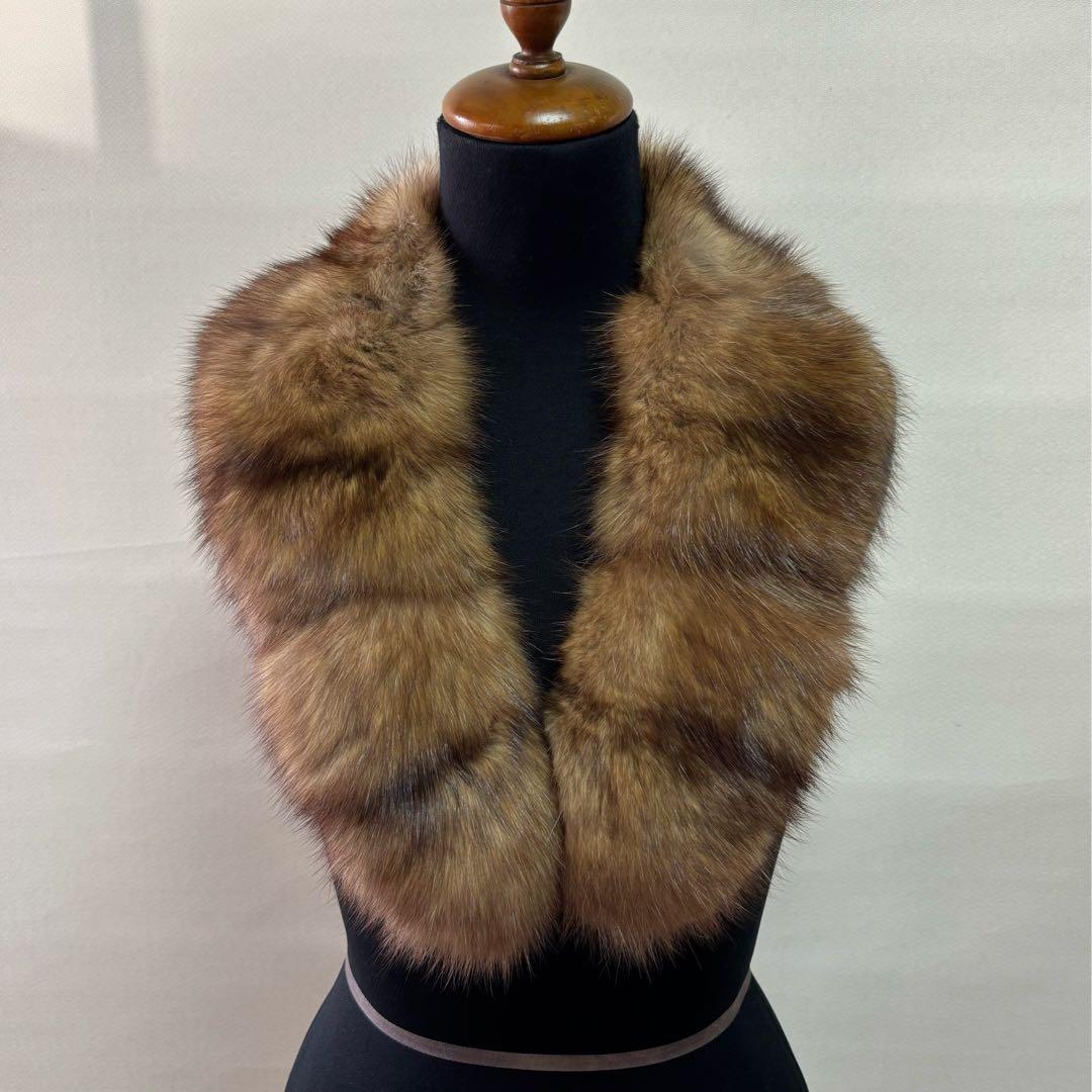 美品 Leilian レリアン セーブルファーカラー クリップ付 リアルファー